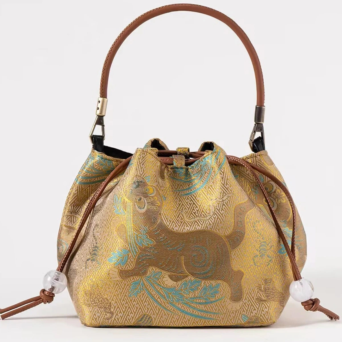 Premium Song Brocade Drawstring Bucket Bag