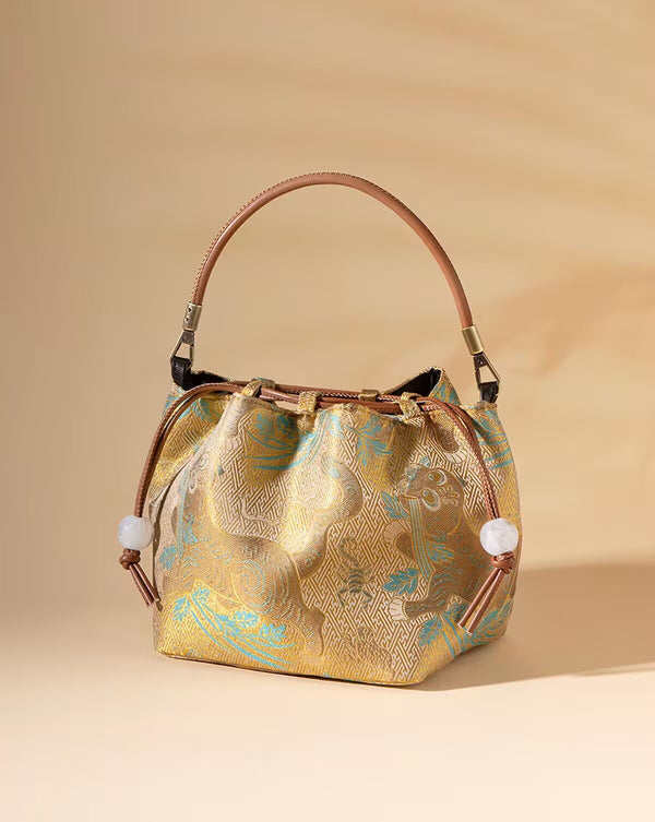 Premium Song Brocade Drawstring Bucket Bag