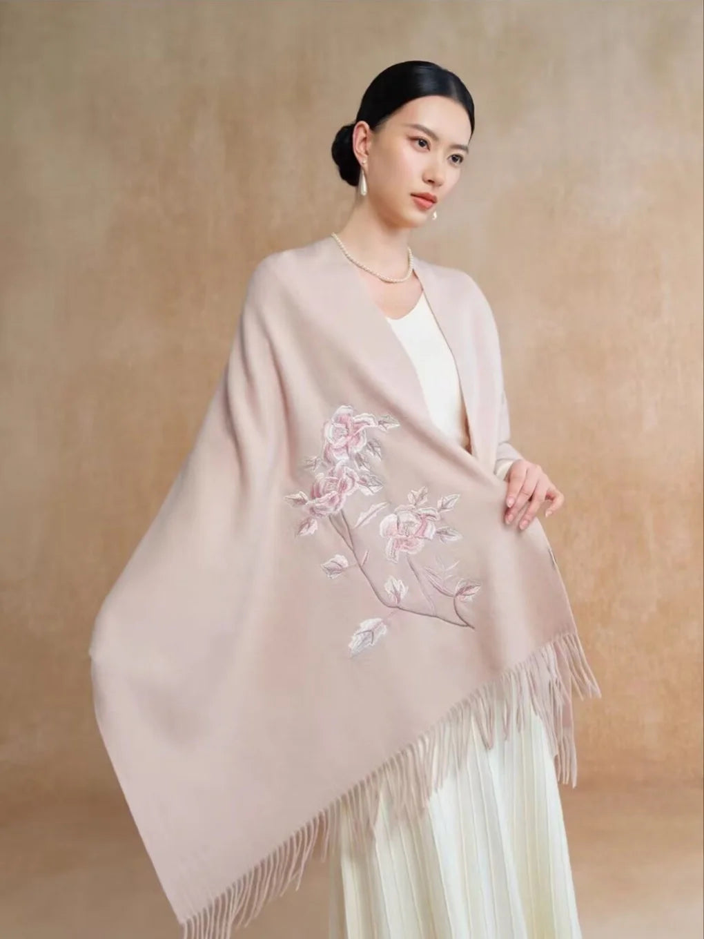 Premium Merino Wool Embroidered Shawl Main image