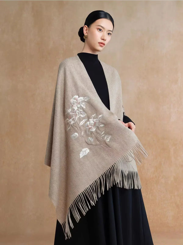 Premium Merino Wool Embroidered Shawl