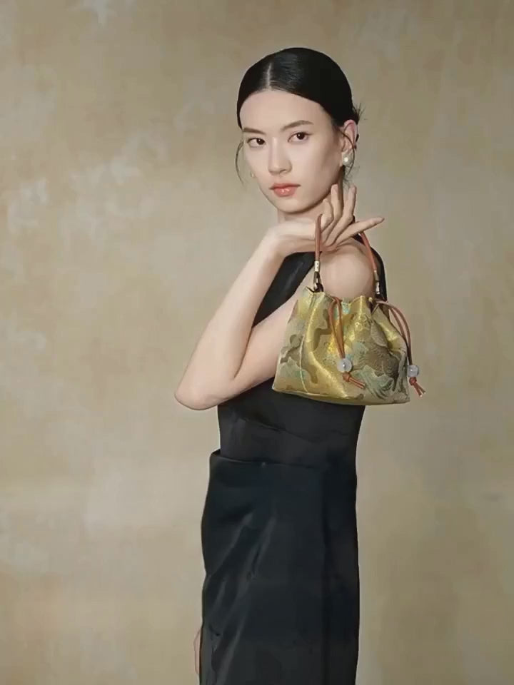 Premium Song Brocade Drawstring Bucket Bag
