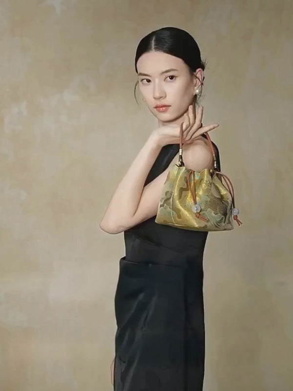 Premium Song Brocade Drawstring Bucket Bag