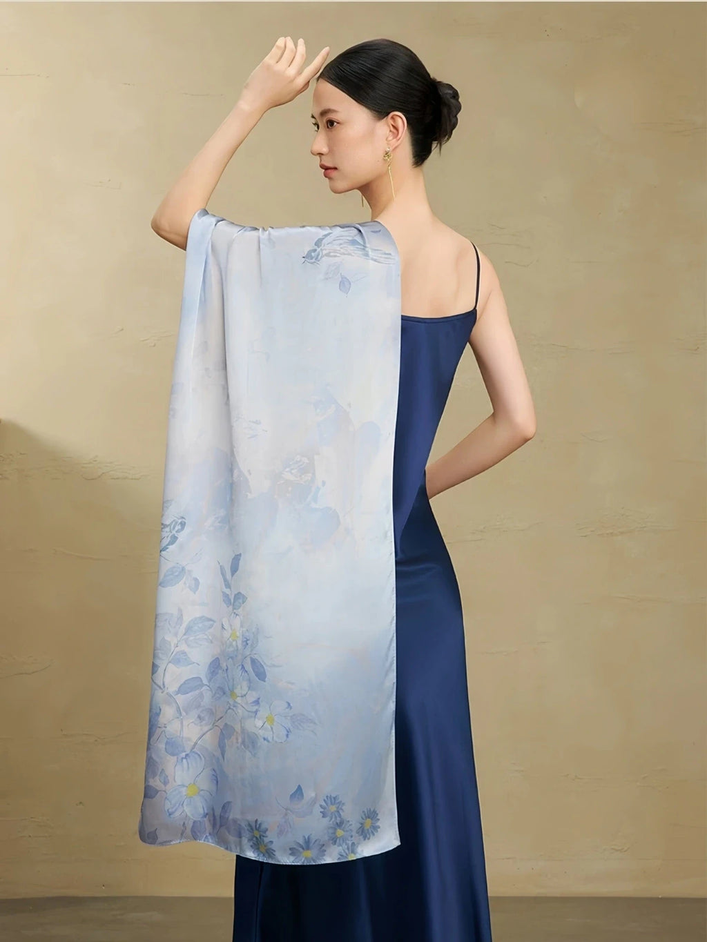 Premium Mulberry Silk Floral Long Scarf