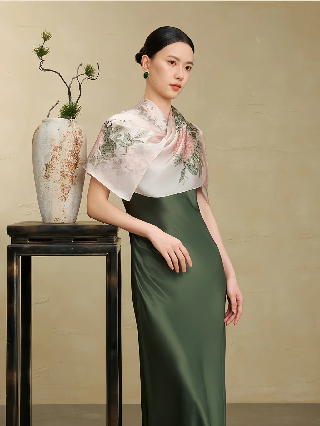 Premium Mulberry Silk Floral Long Scarf