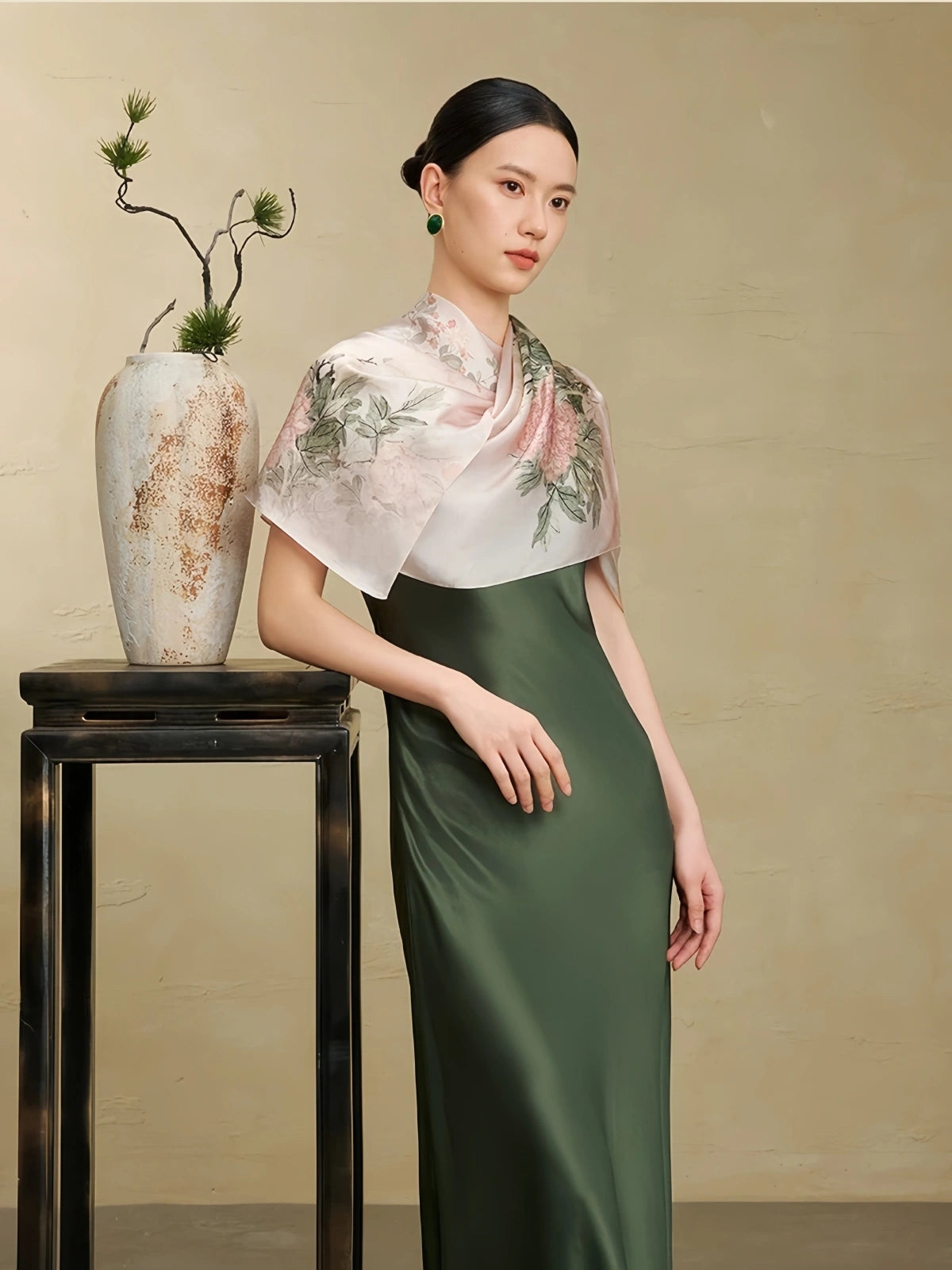 Premium Mulberry Silk Floral Long Scarf